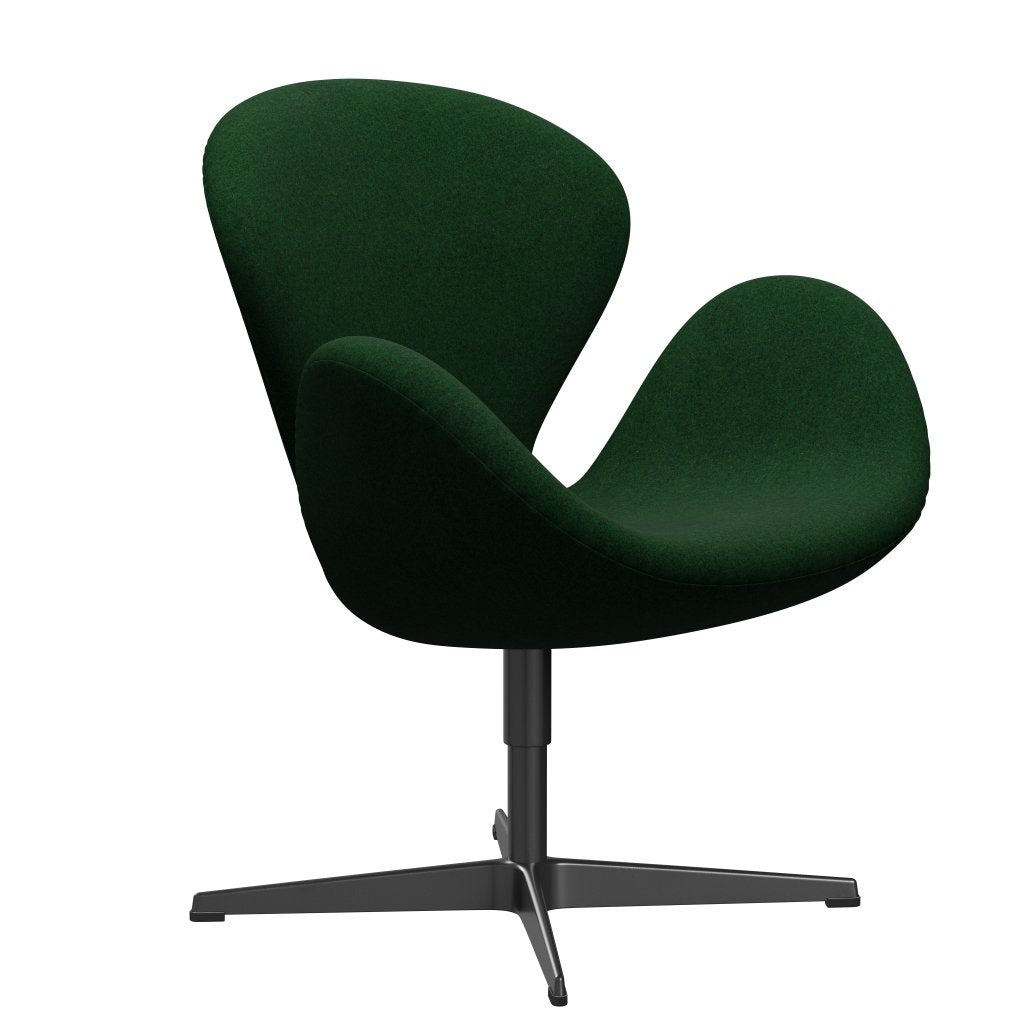 Fritz Hansen Swan Lounge Chair, Black Lacquered/Divina Melange Forest Green