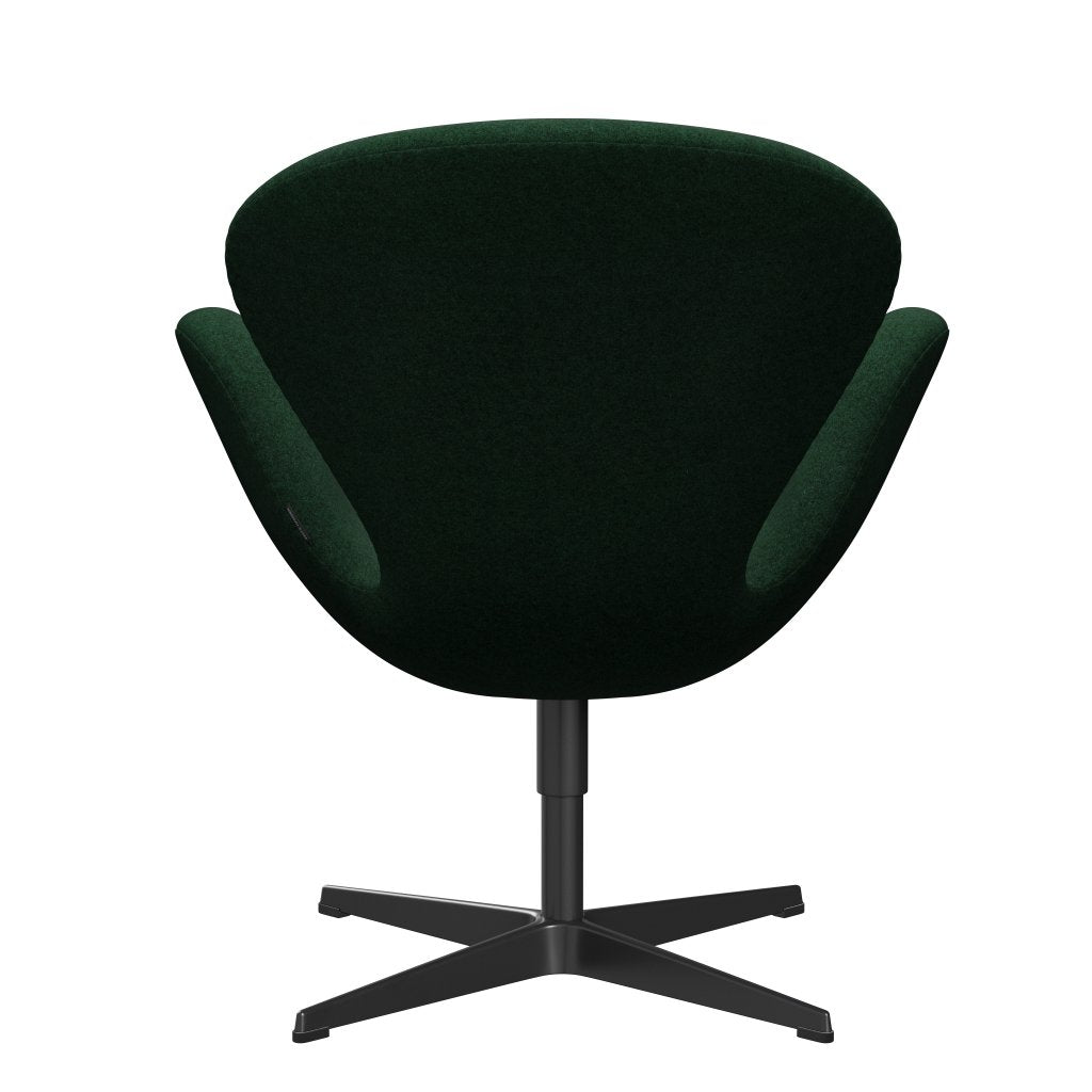 Fritz Hansen Swan Lounge Chair, Black Lacquered/Divina Melange Warm Dark Green