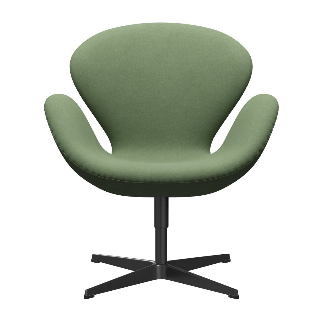 Fritz Hansen Swan Lounge Chair, Black Lacquered/Divina Olive Green