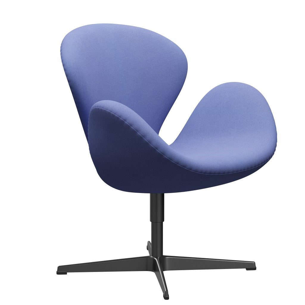 Fritz Hansen Swan Lounge Chair, Black Lacquered/Divina Pastel Blue