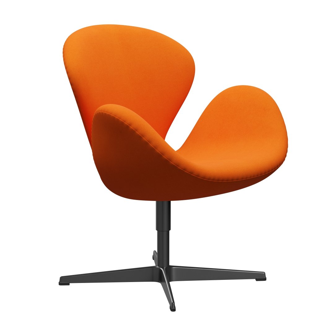 Fritz Hansen Swan Lounge Chair, Black Lacquered/Divina Pastello Orange