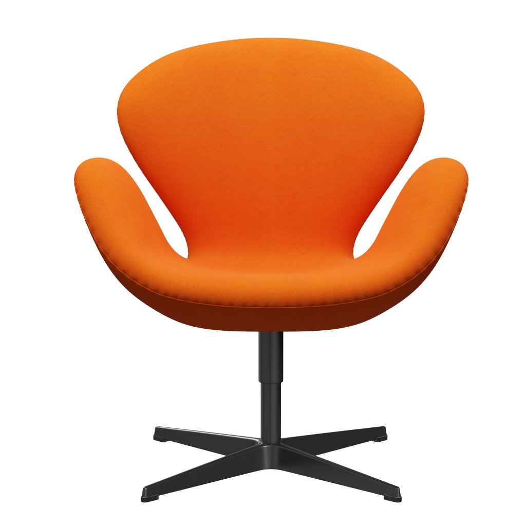 Fritz Hansen Swan Lounge Chair, Black Lacquered/Divina Pastello Orange