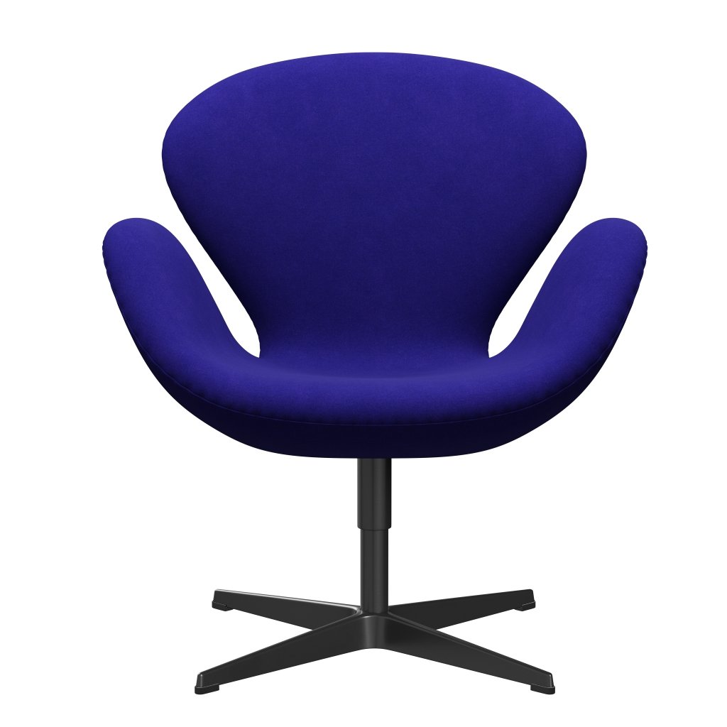 Fritz Hansen Swan Lounge Chair, Black Lacquered/Divina Petrol Blue