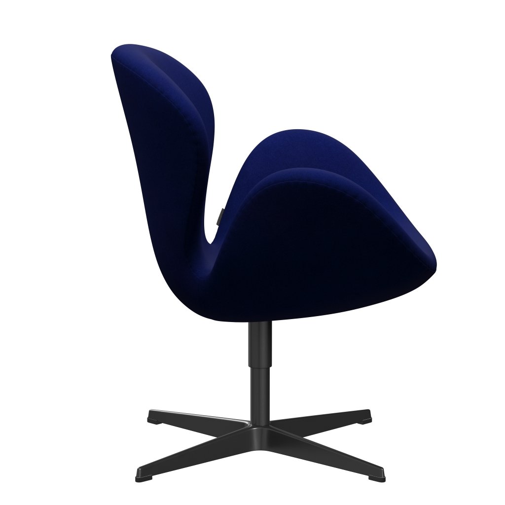 Fritz Hansen Swan Lounge Chair, Black Lacquered/Divina Royal Blue