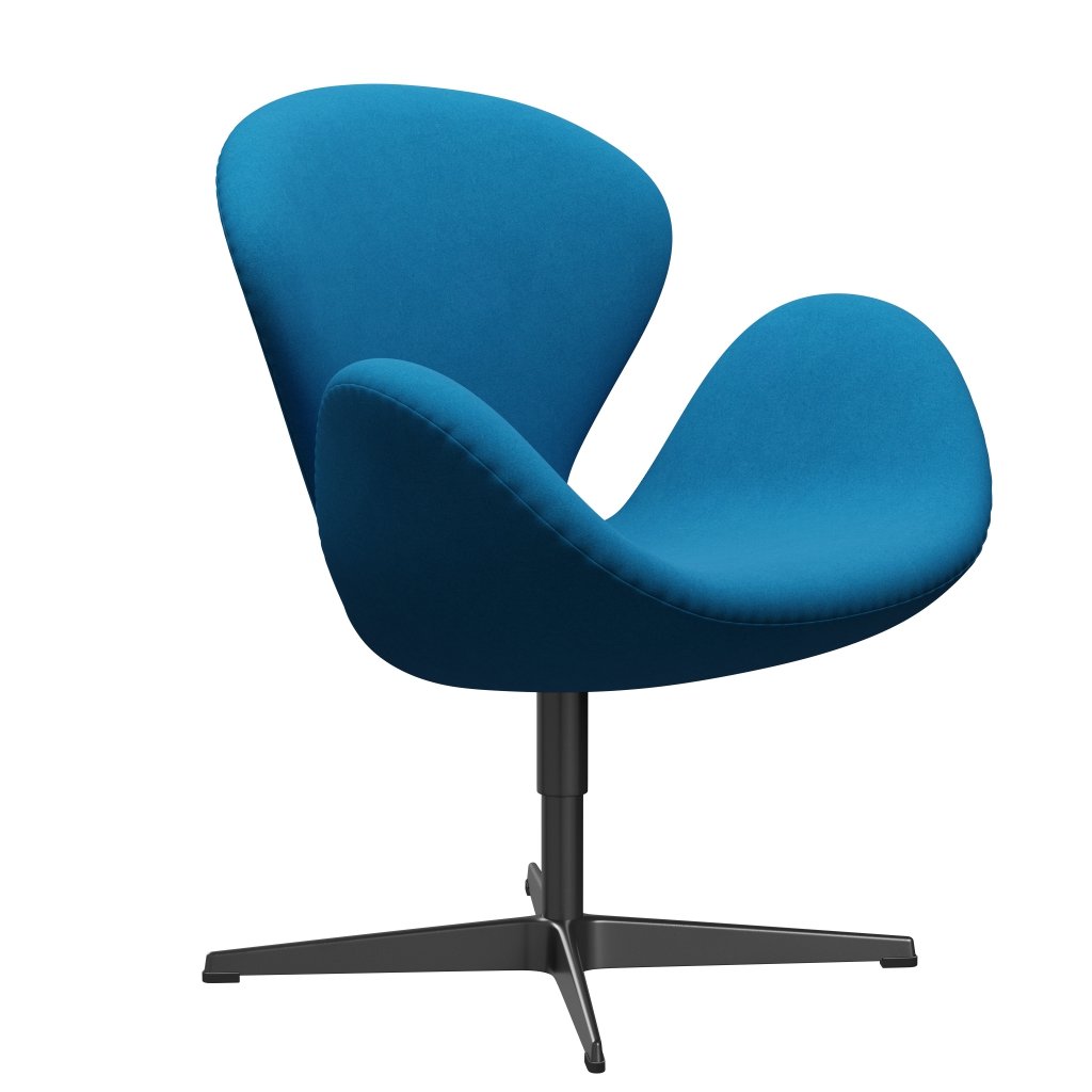 Fritz Hansen Swan Lounge Chair, Black Lacquered/Divina Turquoise