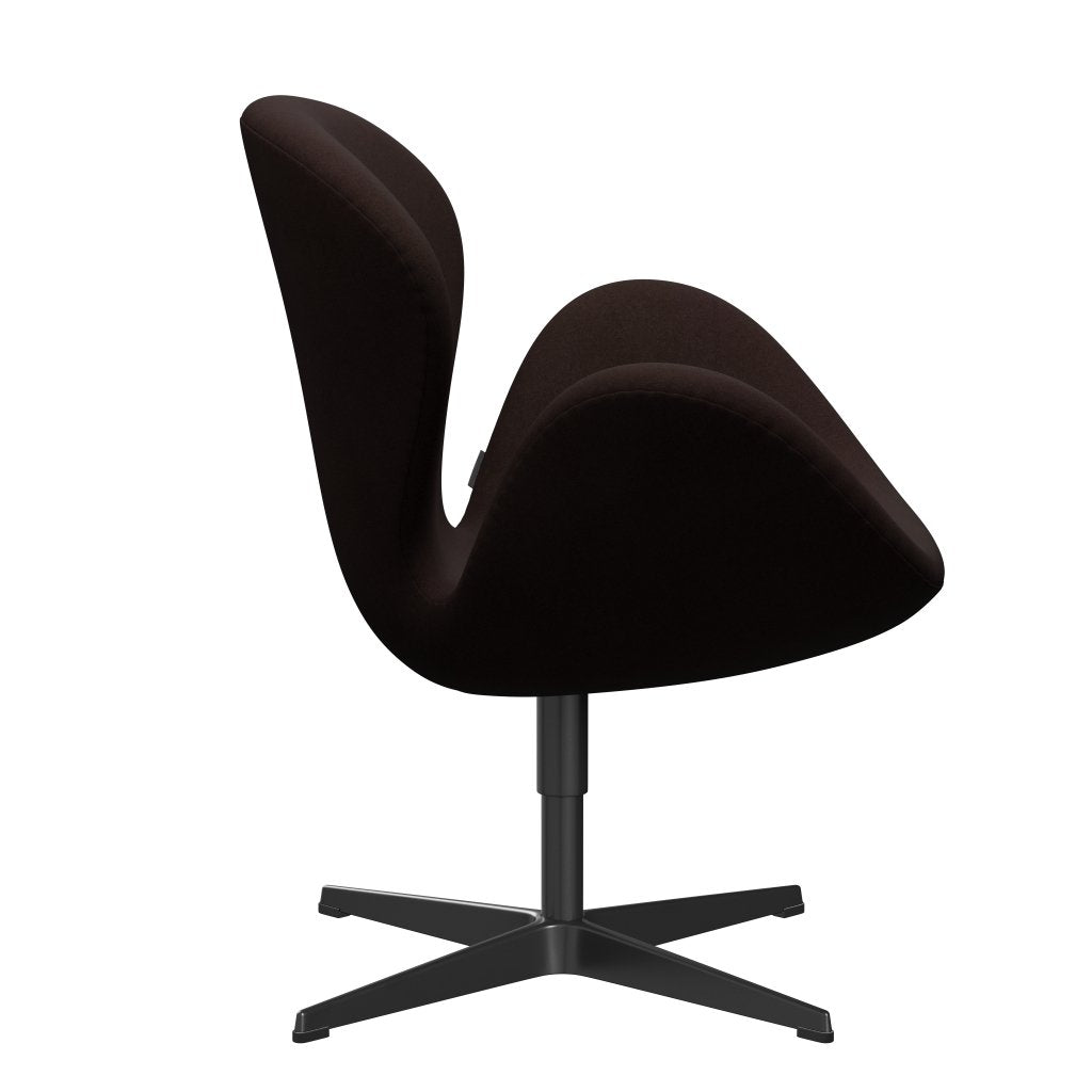 Fritz Hansen Swan Lounge Chair, Black Lacquered/Divina Warm Brown