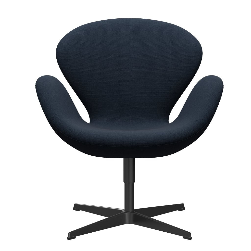 Fritz Hansen Swan Lounge Chair, Black Lacquered/Fame Blue Anthracite