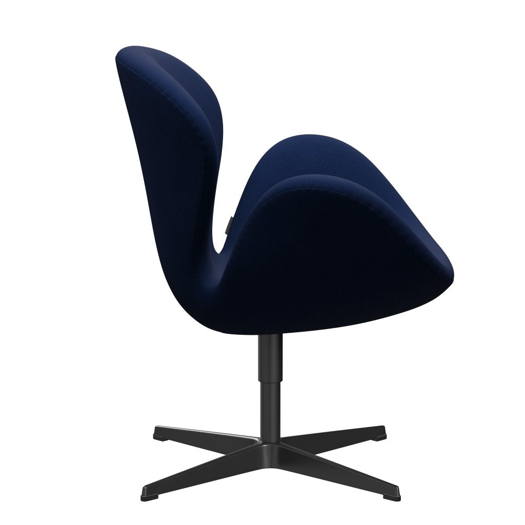 Fritz Hansen Swan Lounge Chair, Black Lacquered/Fame Dark Blue (66071)