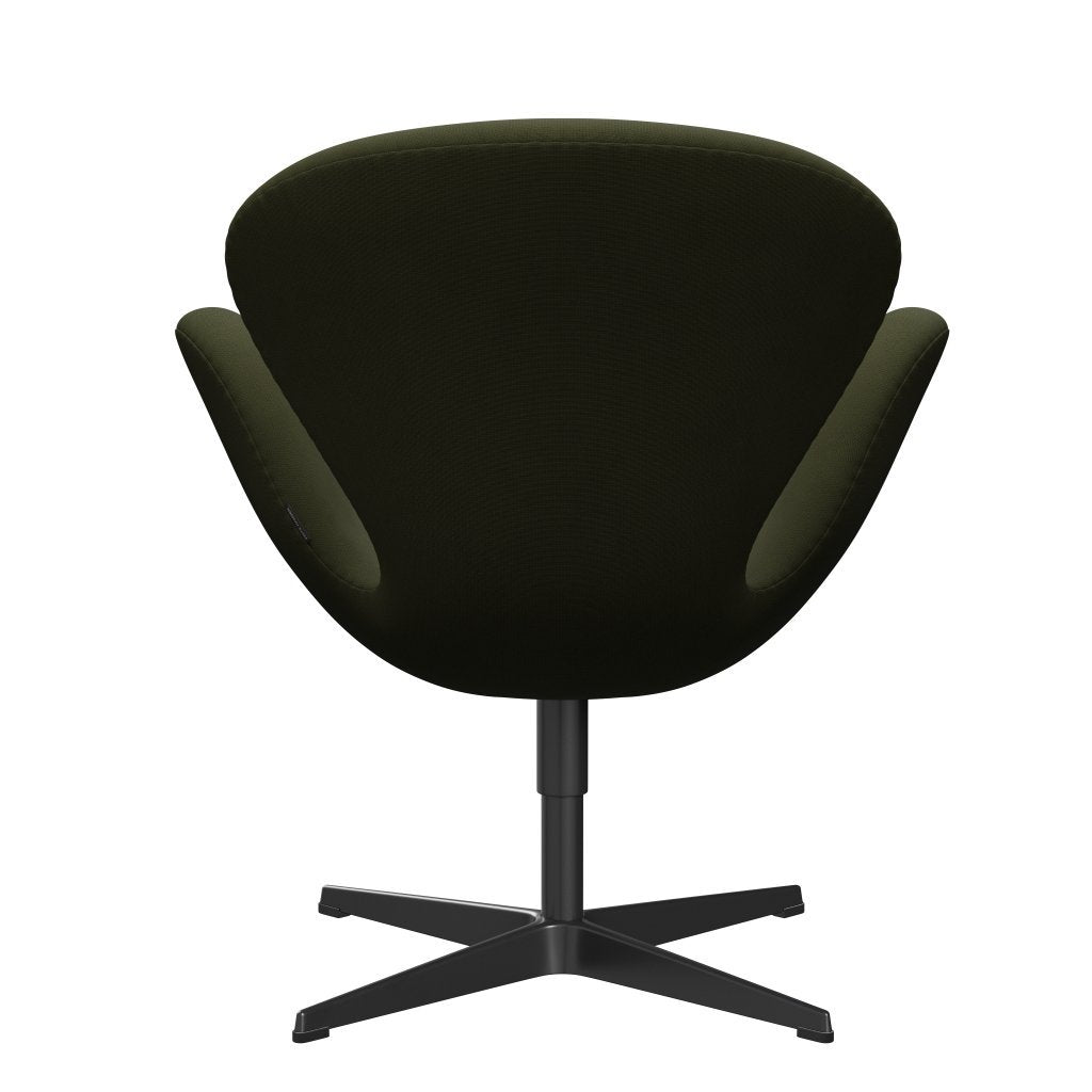 Fritz Hansen Swan Lounge Chair, Black Lacquered/Fame Dark Brown Green