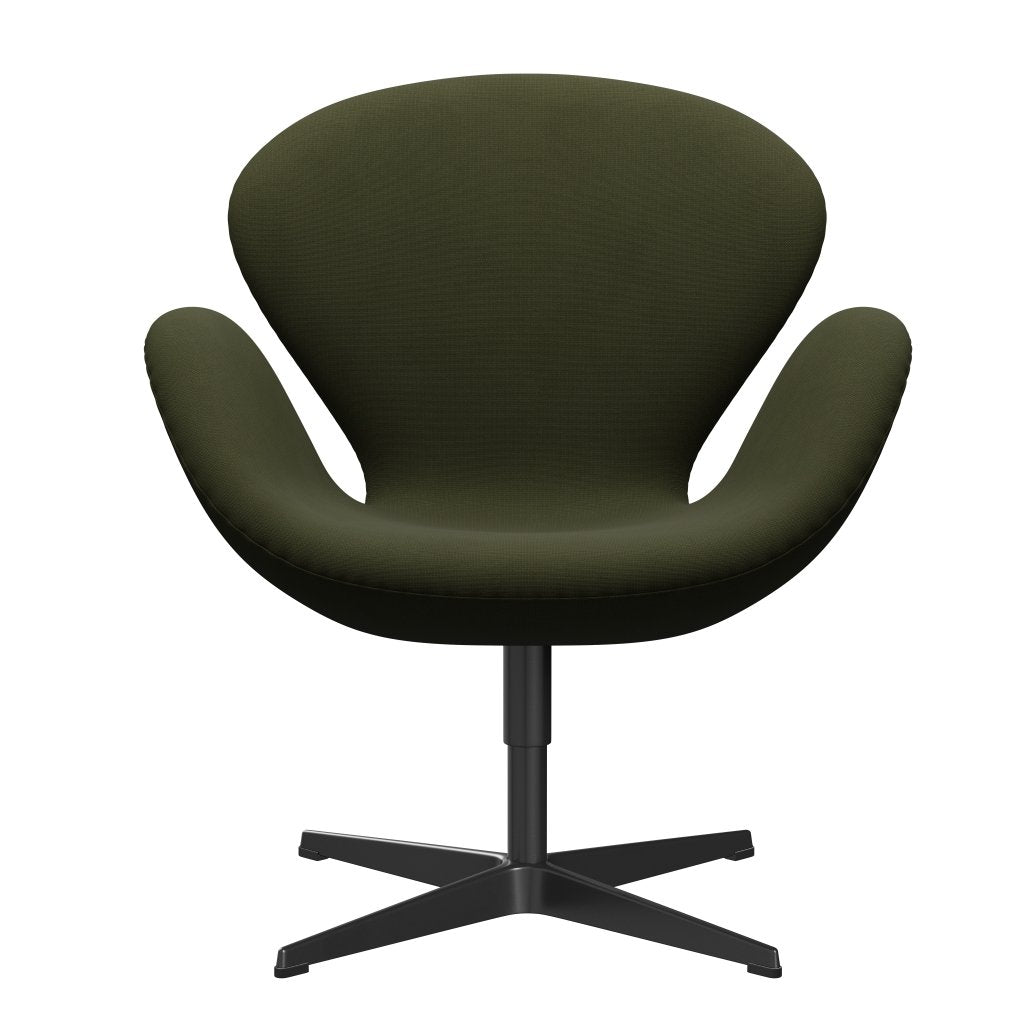 Fritz Hansen Swan Lounge Chair, Black Lacquered/Fame Dark Brown Green