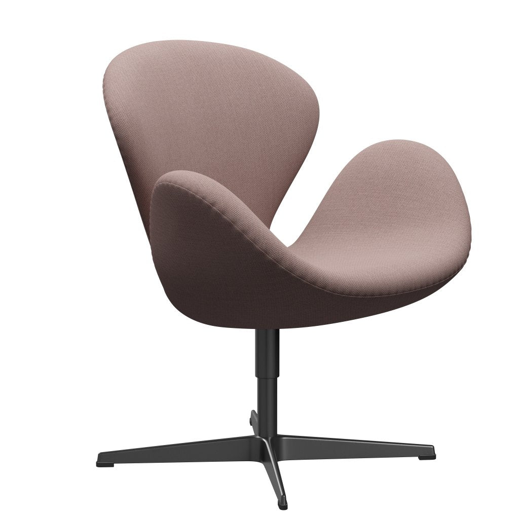 Fritz Hansen Swan Lounge Chair, Black Lacquered/Fiord Pink/Tan