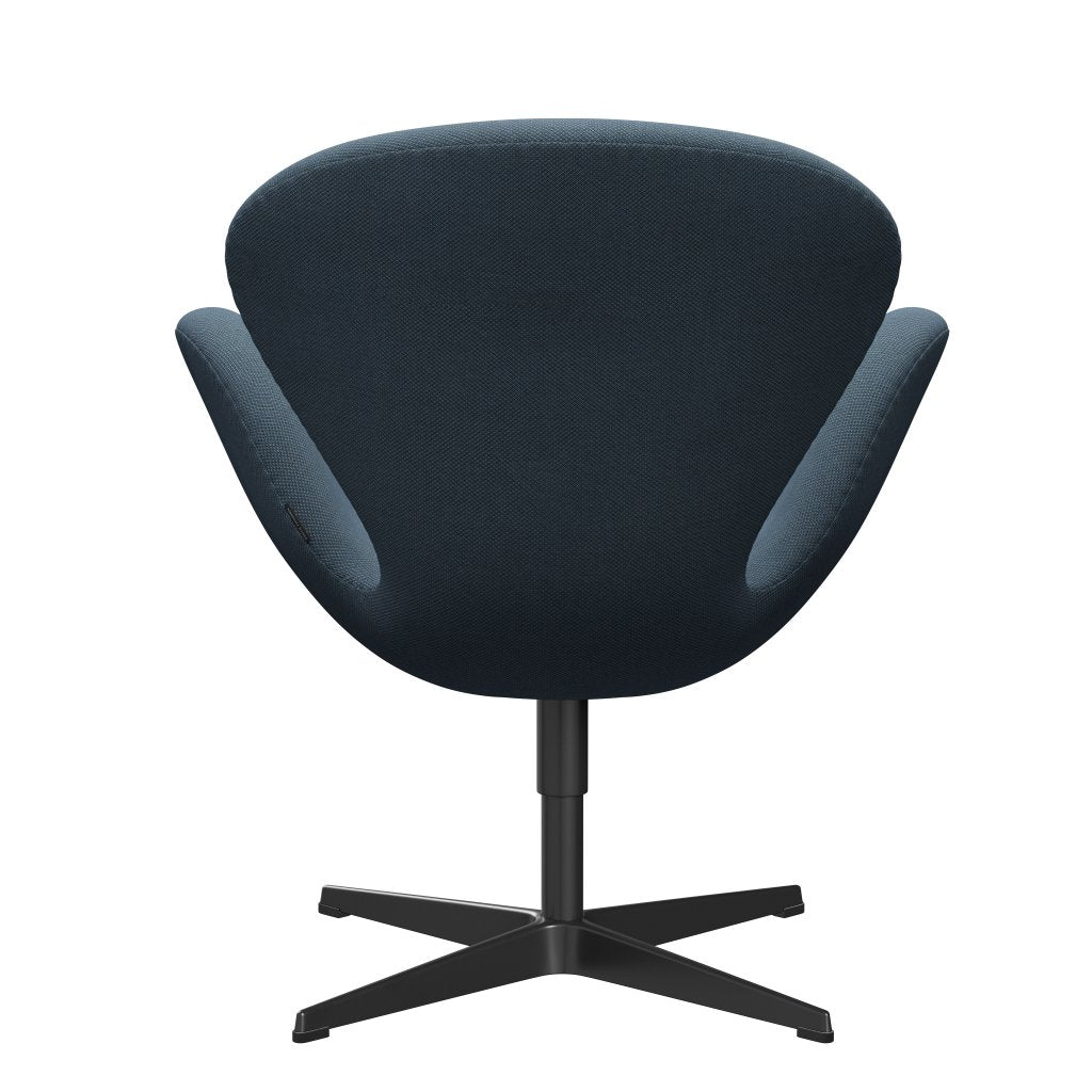 Fritz Hansen Swan Lounge Chair, Black Lacquered/Fiord Stone Blue
