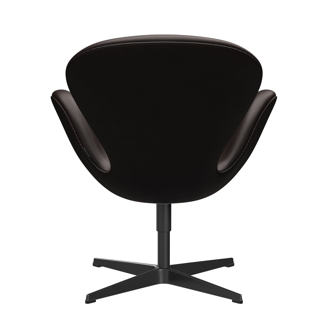 Fritz Hansen Swan Lounge Chair, Black Lacquered/Grace Dark Brown