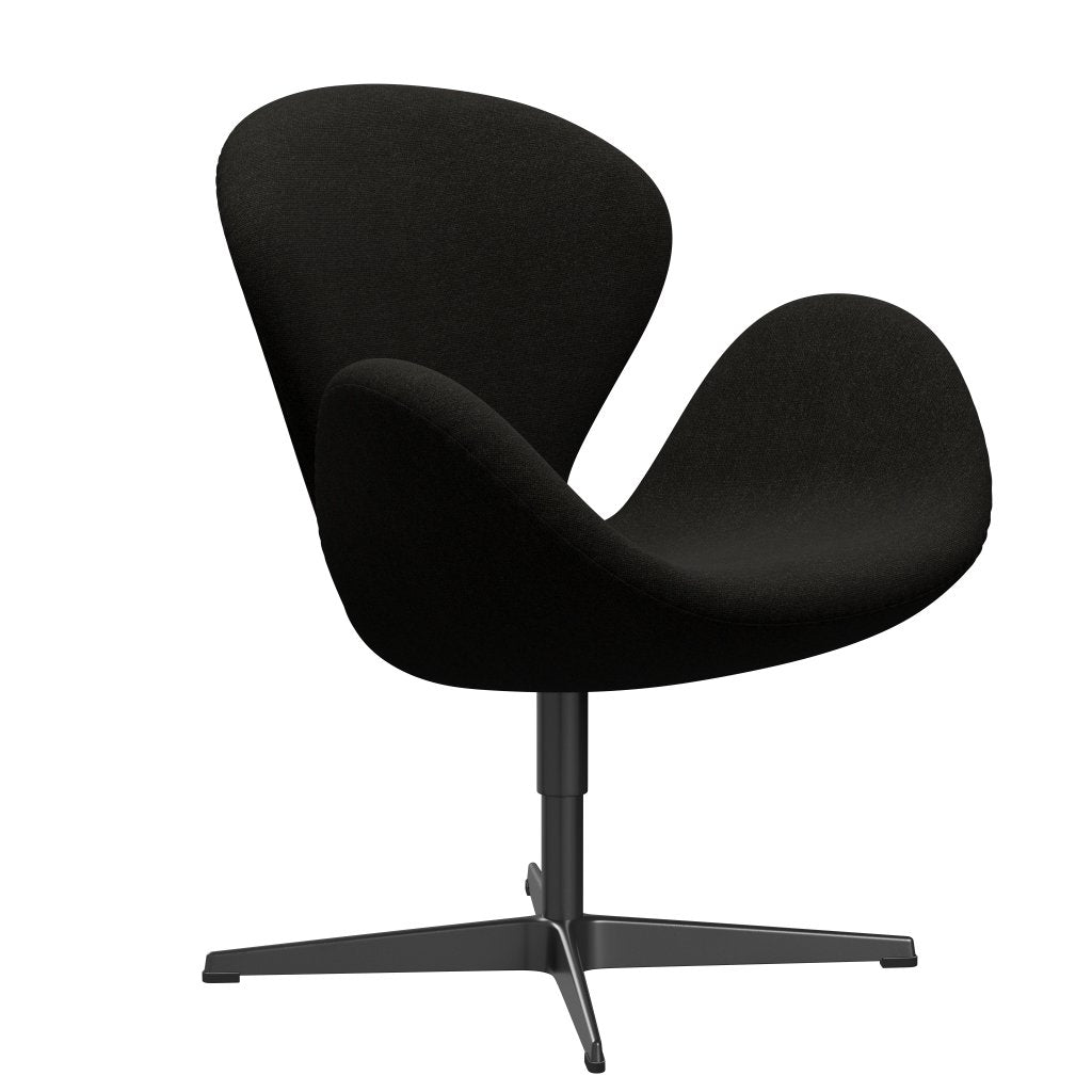 Fritz Hansen Swan Lounge Chair, Black Lacquered/Hallingdal Brown/Dark Grey