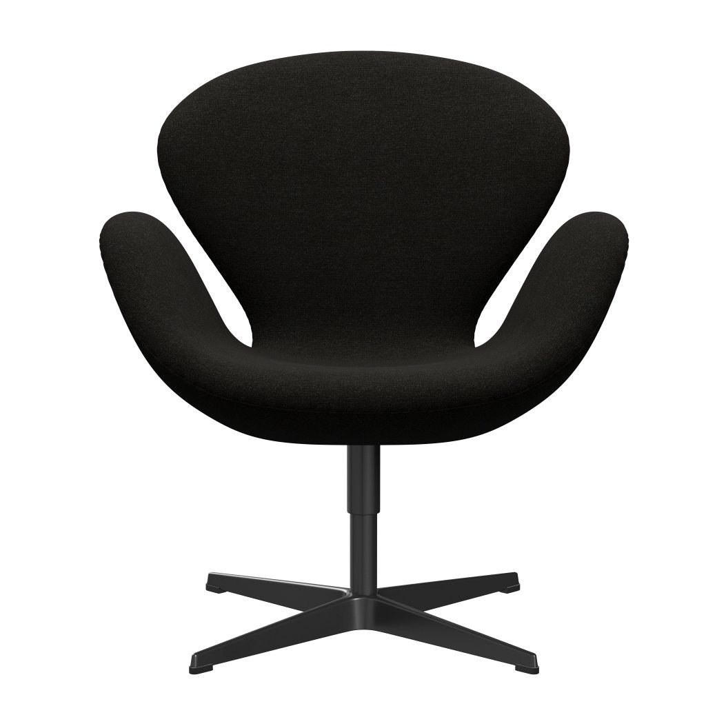 Fritz Hansen Swan Lounge Chair, Black Lacquered/Hallingdal Brown/Dark Grey