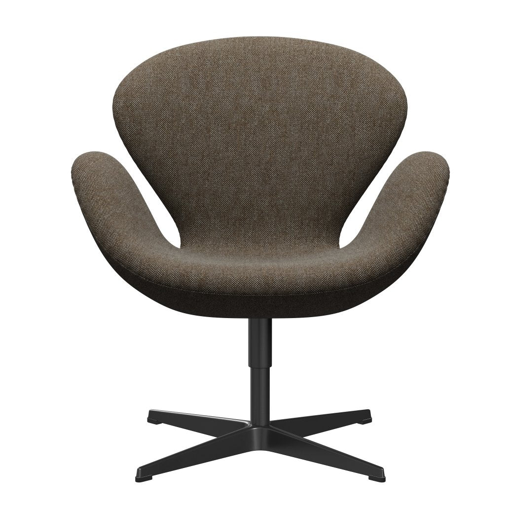 Fritz Hansen Swan Lounge Chair, Black Lacquered/Hallingdal Brown/Grey