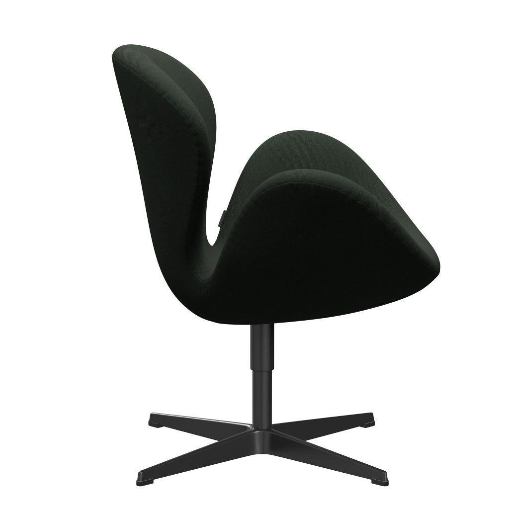 Fritz Hansen Swan Lounge Chair, Black Lacquered/Steelcut Dark Army Green