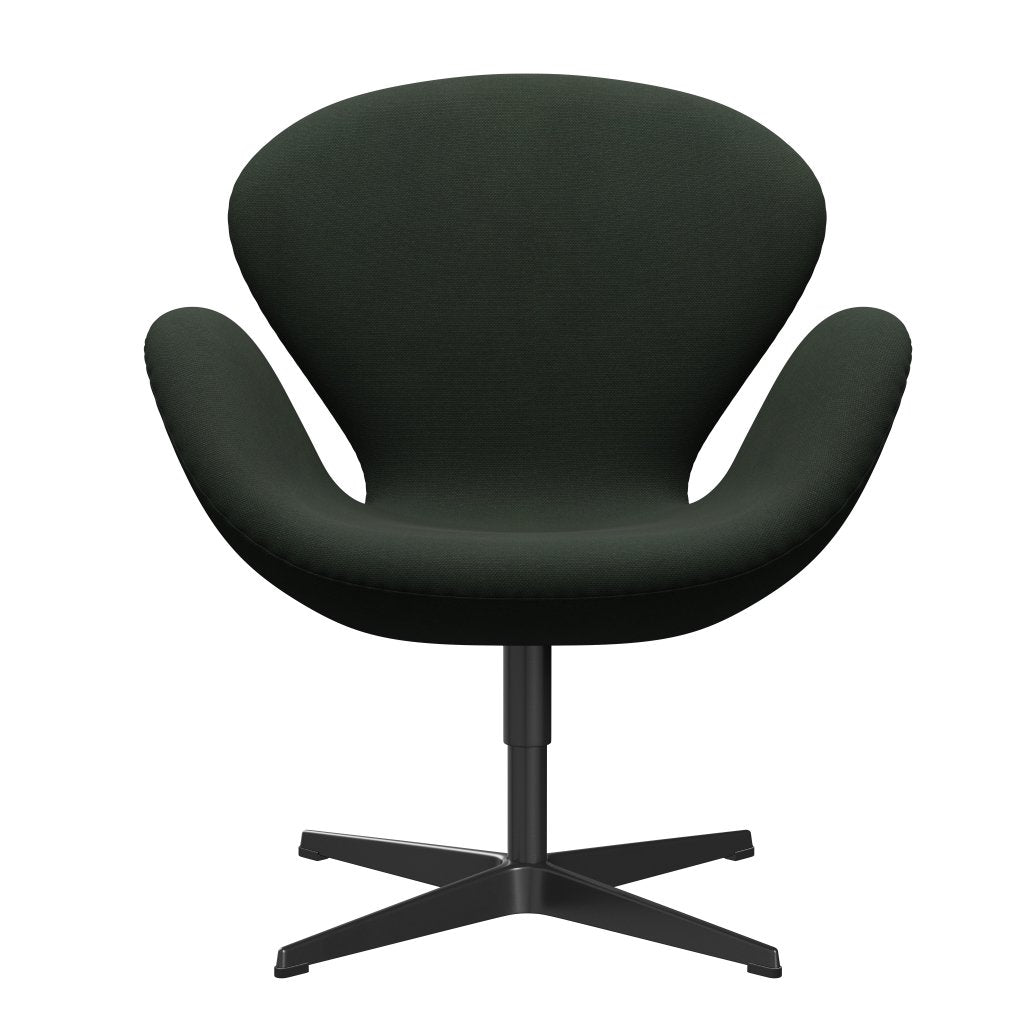 Fritz Hansen Swan Lounge Chair, Black Lacquered/Steelcut Dark Army Green