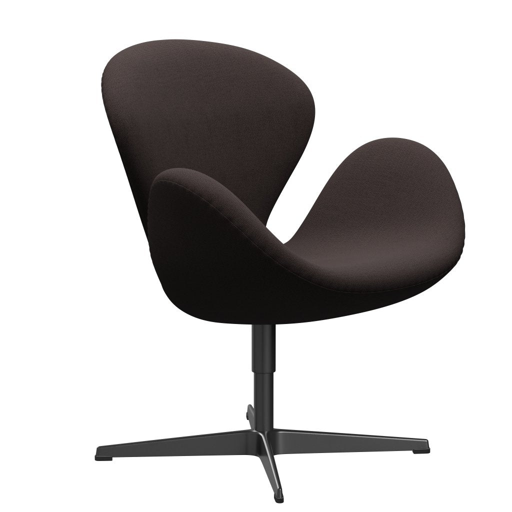 Fritz Hansen Swan Lounge Chair, Black Lacquered/Steelcut Dark Earth Brown