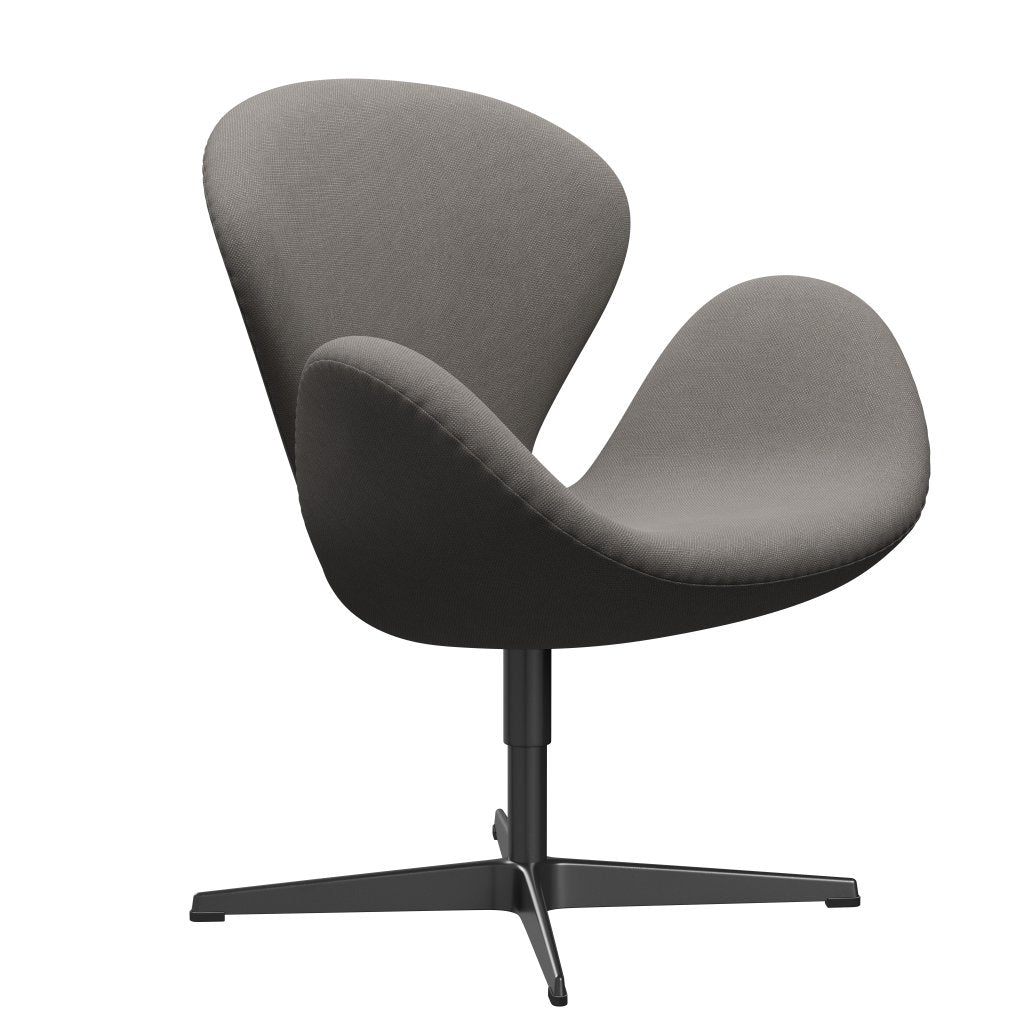 Fritz Hansen Swan Lounge Chair, Black Lacquered/Steelcut Medium Grey