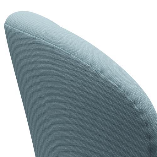 Fritz Hansen Swan Lounge Chair, Black Lacquered/Steelcut Pastel Blue