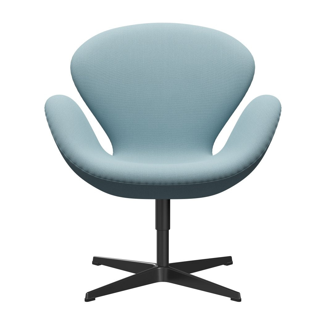 Fritz Hansen Swan Lounge Chair, Black Lacquered/Steelcut Pastel Blue