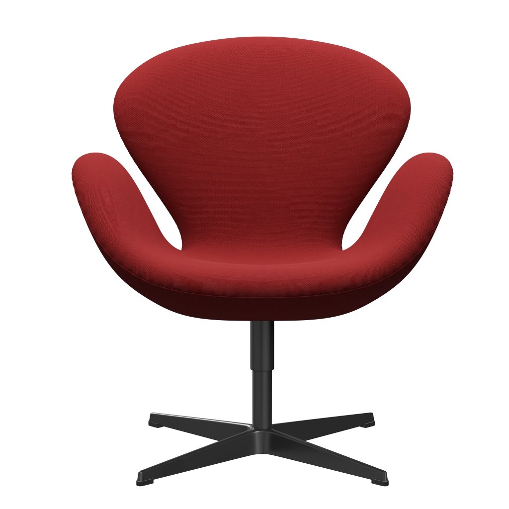 Fritz Hansen Swan Lounge Chair, Black Lacquered/Steelcut Red