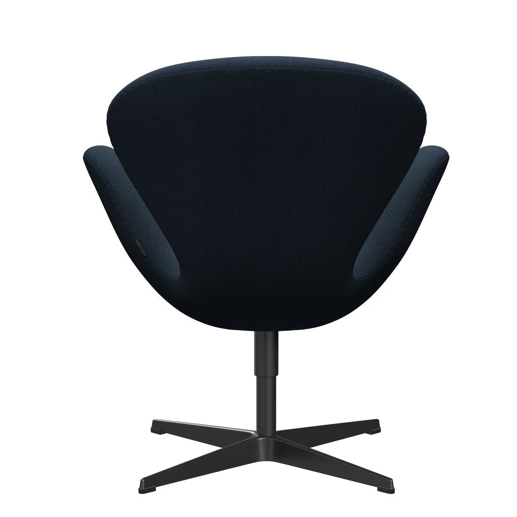 Fritz Hansen Swan Lounge Chair, Black Lacquered/Steelcut Trio Dark Dust Blue
