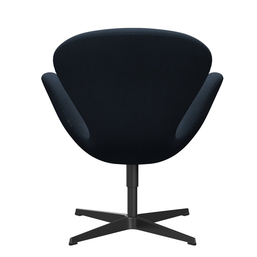 Fritz Hansen Swan Lounge Chair, Black Lacquered/Steelcut Trio Dark Brown Blue