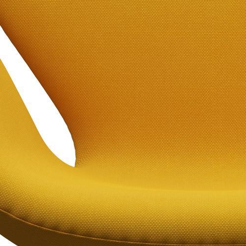 Fritz Hansen Swan Lounge Chair, Black Lacquered/Steelcut Trio Yellow