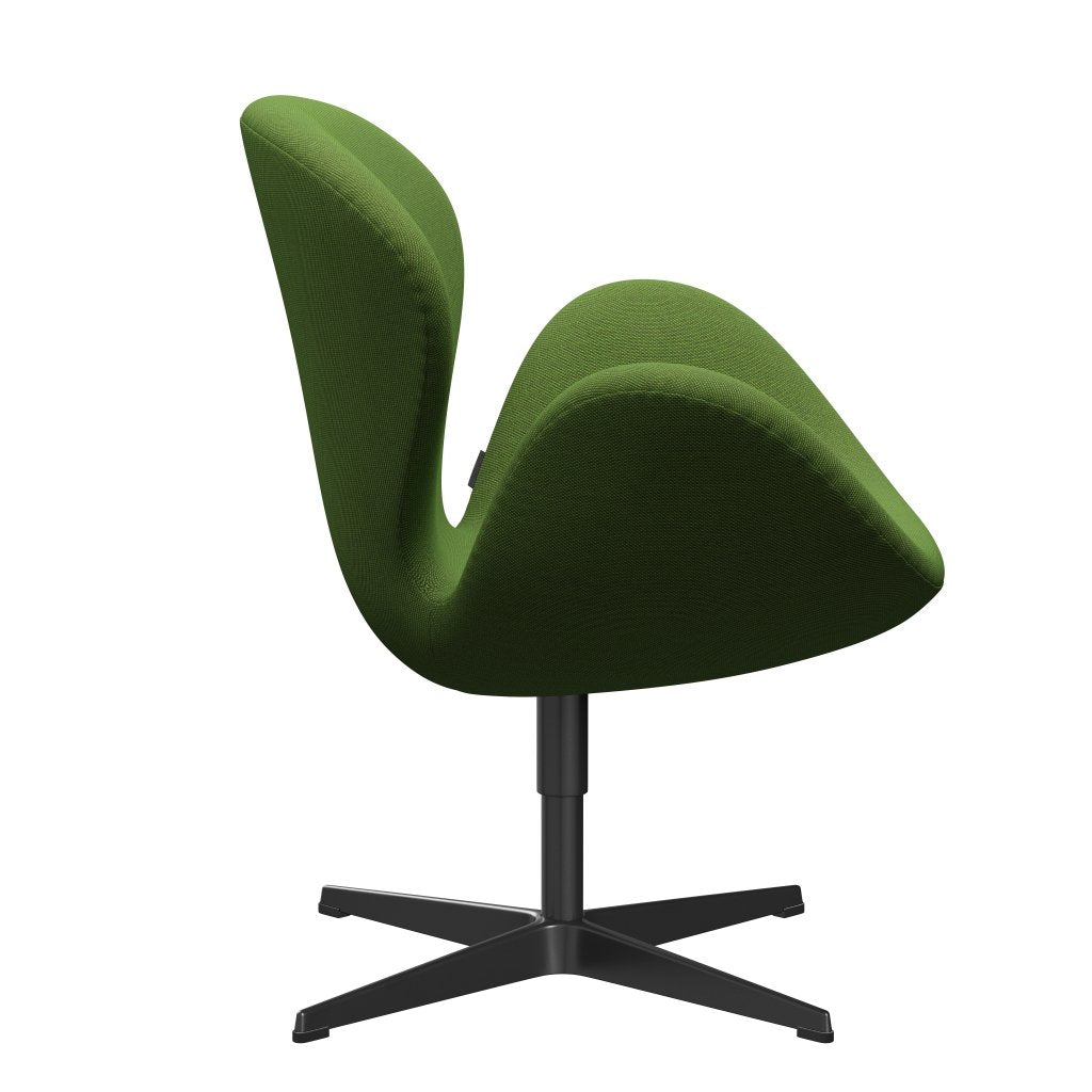 Fritz Hansen Swan Lounge Chair, Black Lacquered/Steelcut Trio Grass Green