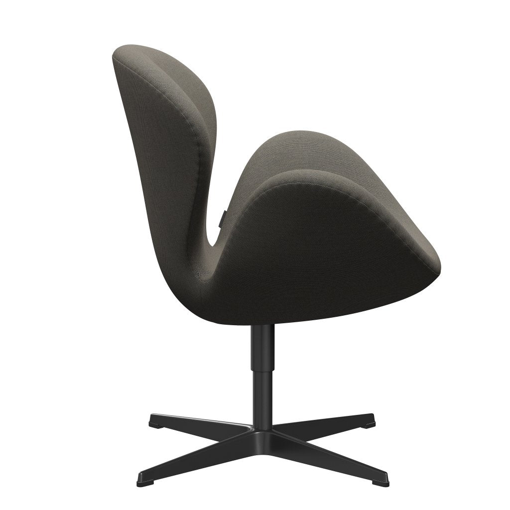 Fritz Hansen Swan Lounge Chair, Black Lacquered/Steelcut Trio Light Brown