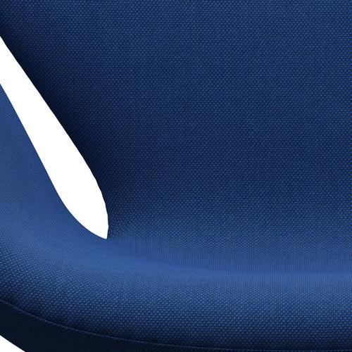 Fritz Hansen Swan Lounge Chair, Black Lacquered/Steelcut Trio Cobalt Blue