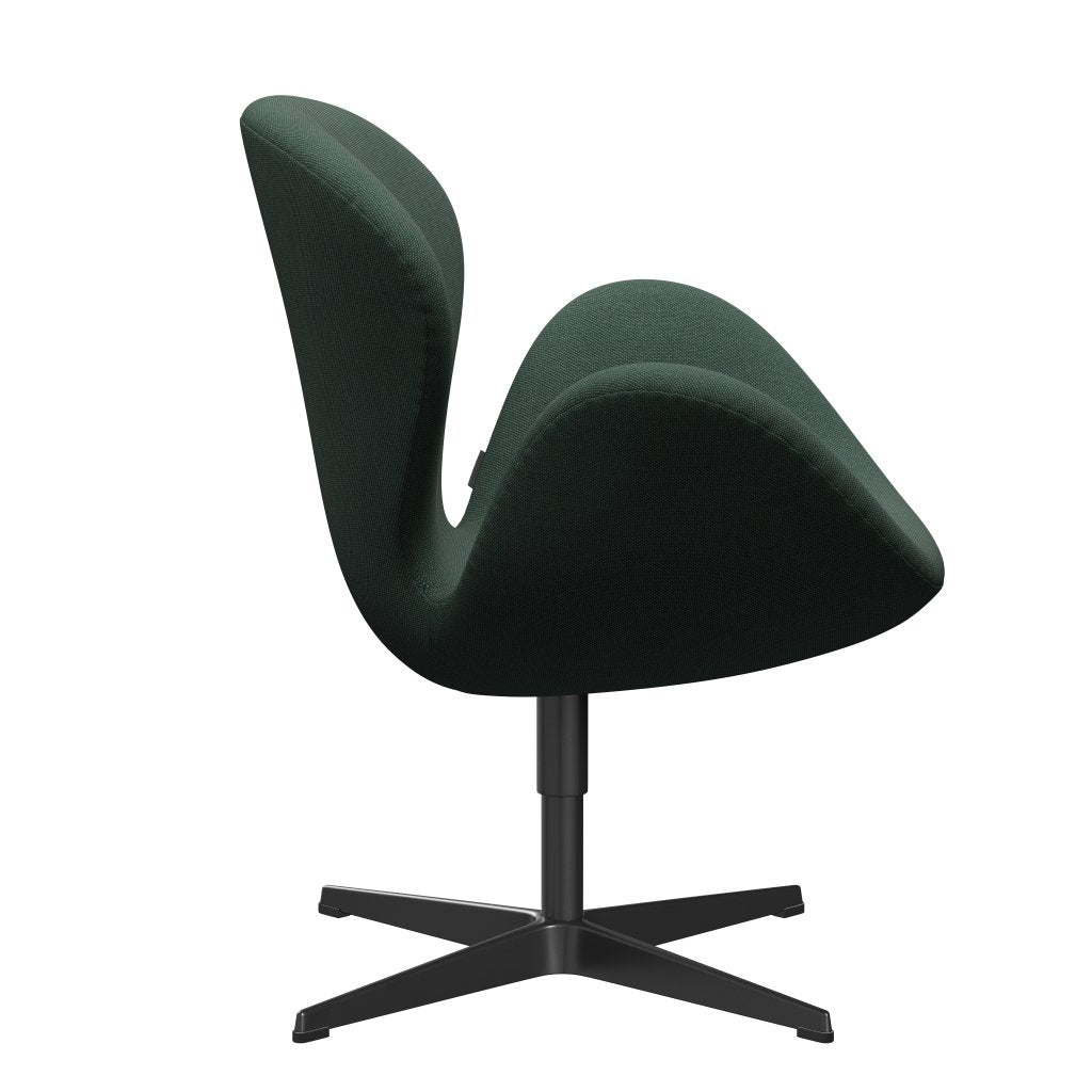 Fritz Hansen Swan Lounge Chair, Black Lacquered/Steelcut Trio Dusty Green