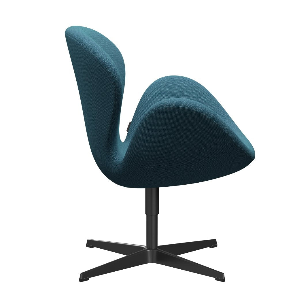 Fritz Hansen Swan Lounge Chair, Black Lacquered/Steelcut Trio Turquoise
