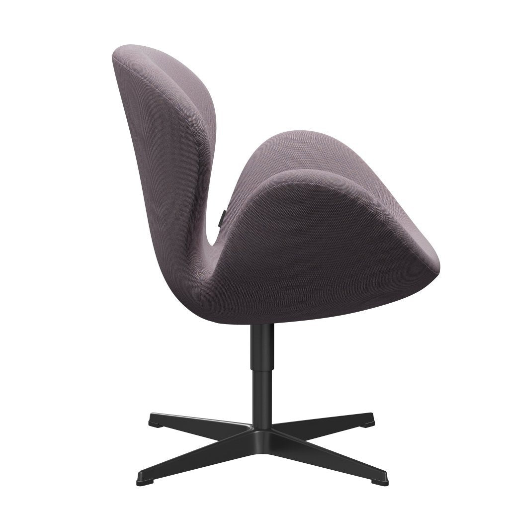 Fritz Hansen Swan Lounge Chair, Black Lacquered/Steelcut Trio White/Violet
