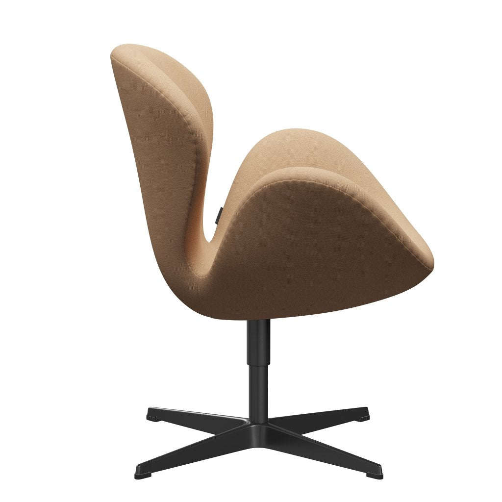 Fritz Hansen Swan Lounge Chair, Black Lacquered/Tonus Warm Beige