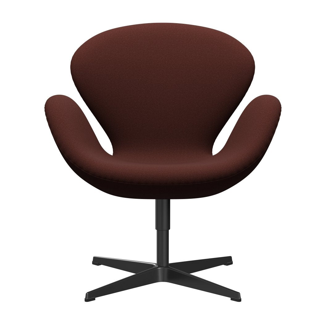 Fritz Hansen Swan Lounge Chair, Black Lacquered/Tonus Warm Brown (374)