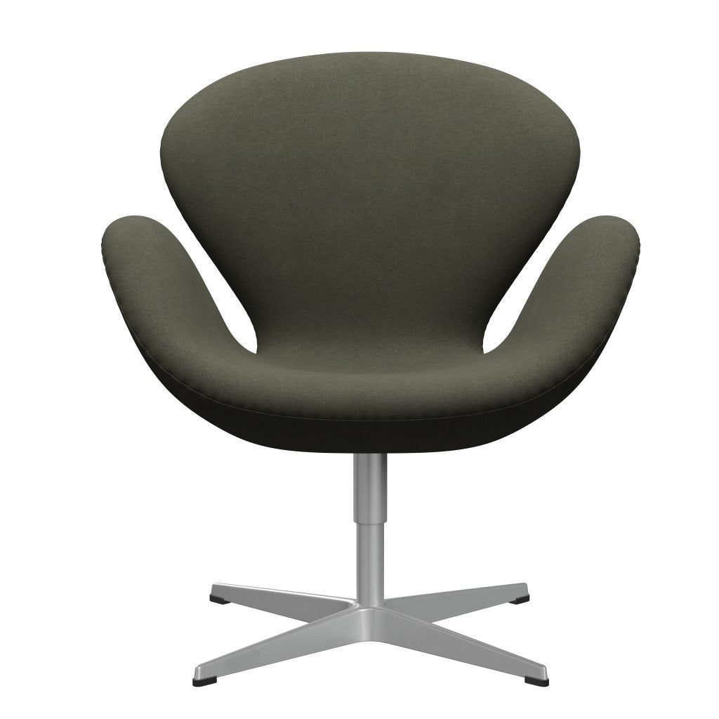 Fritz Hansen Swan Lounge Chair, Silver Grey/Divina Military Green