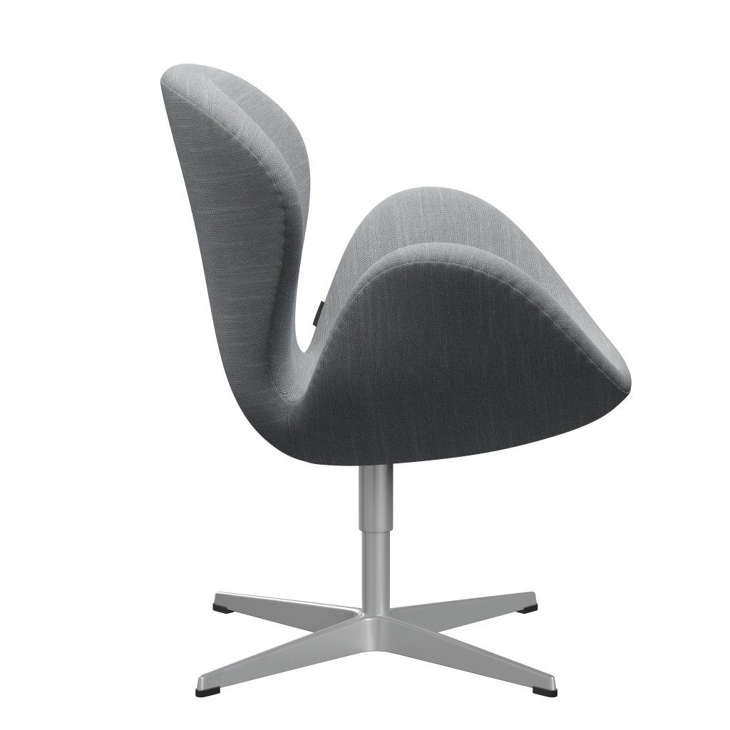 Fritz Hansen Swan Lounge Chair, Silver Grey/Sunniva Light Grey/Light Blue