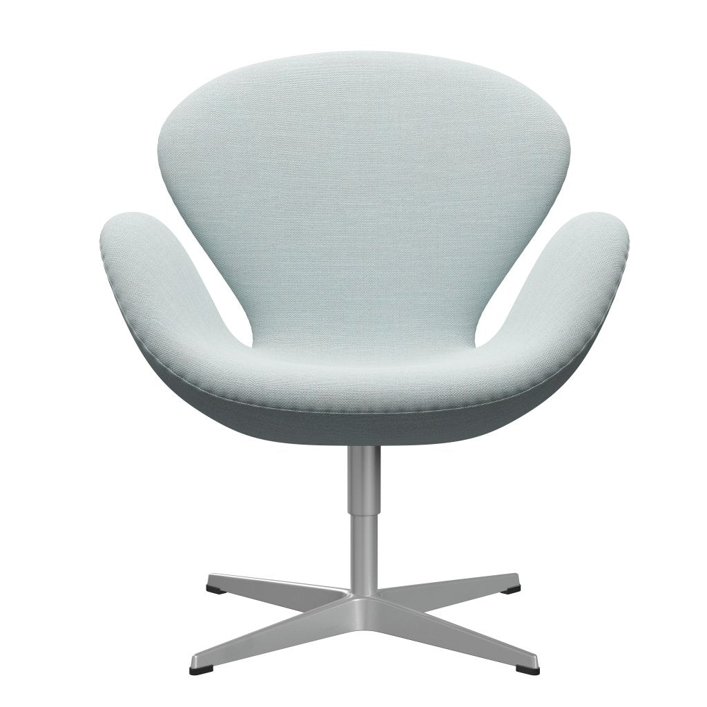 Fritz Hansen Swan Lounge Chair, Silver Grey/Sunniva White/Light Blue