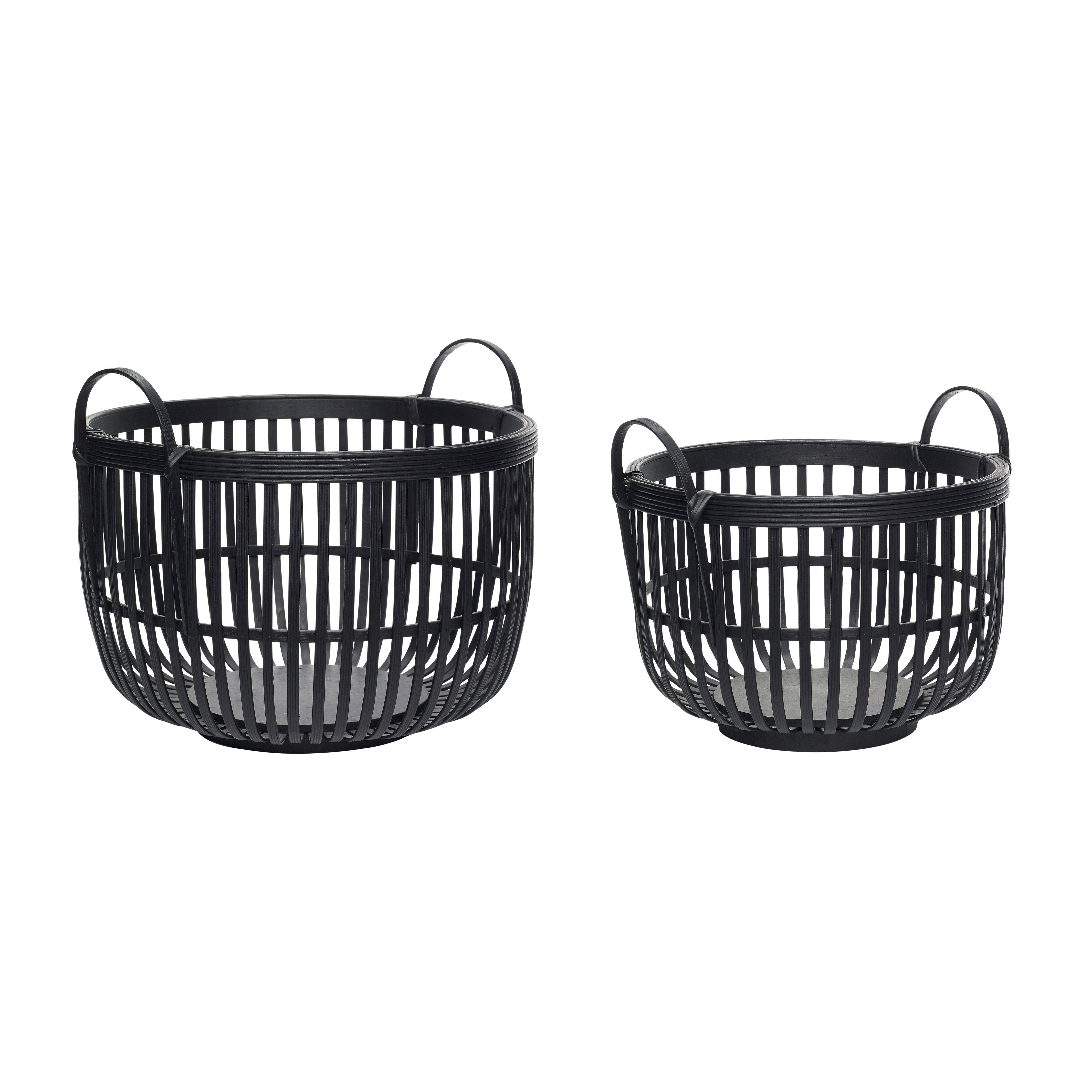 Hübsch Alchemy Basket Rattan Black Set Of 2