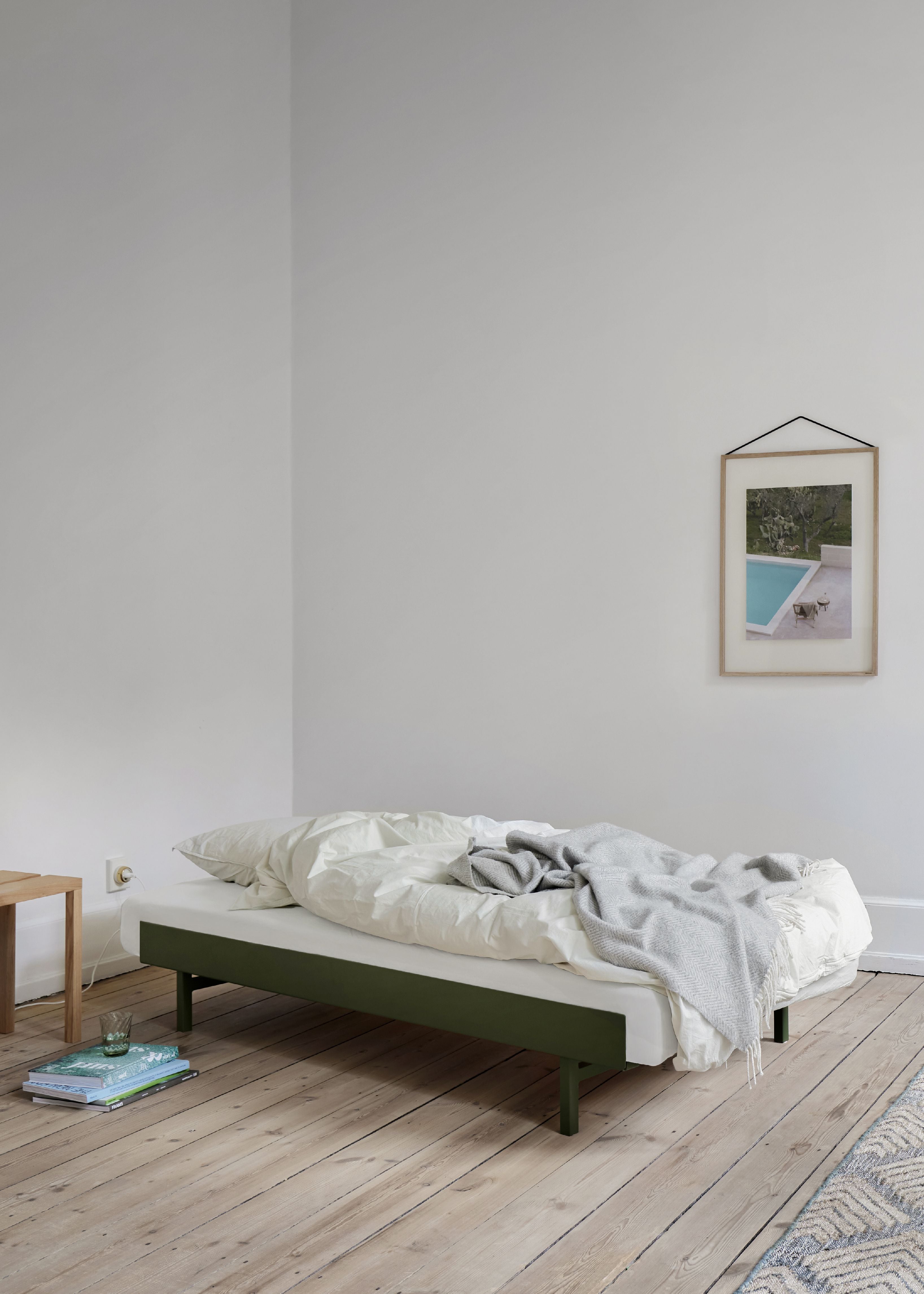 Moebe Bed With 1 Bedside Table 90 180 Cm, Pine Green