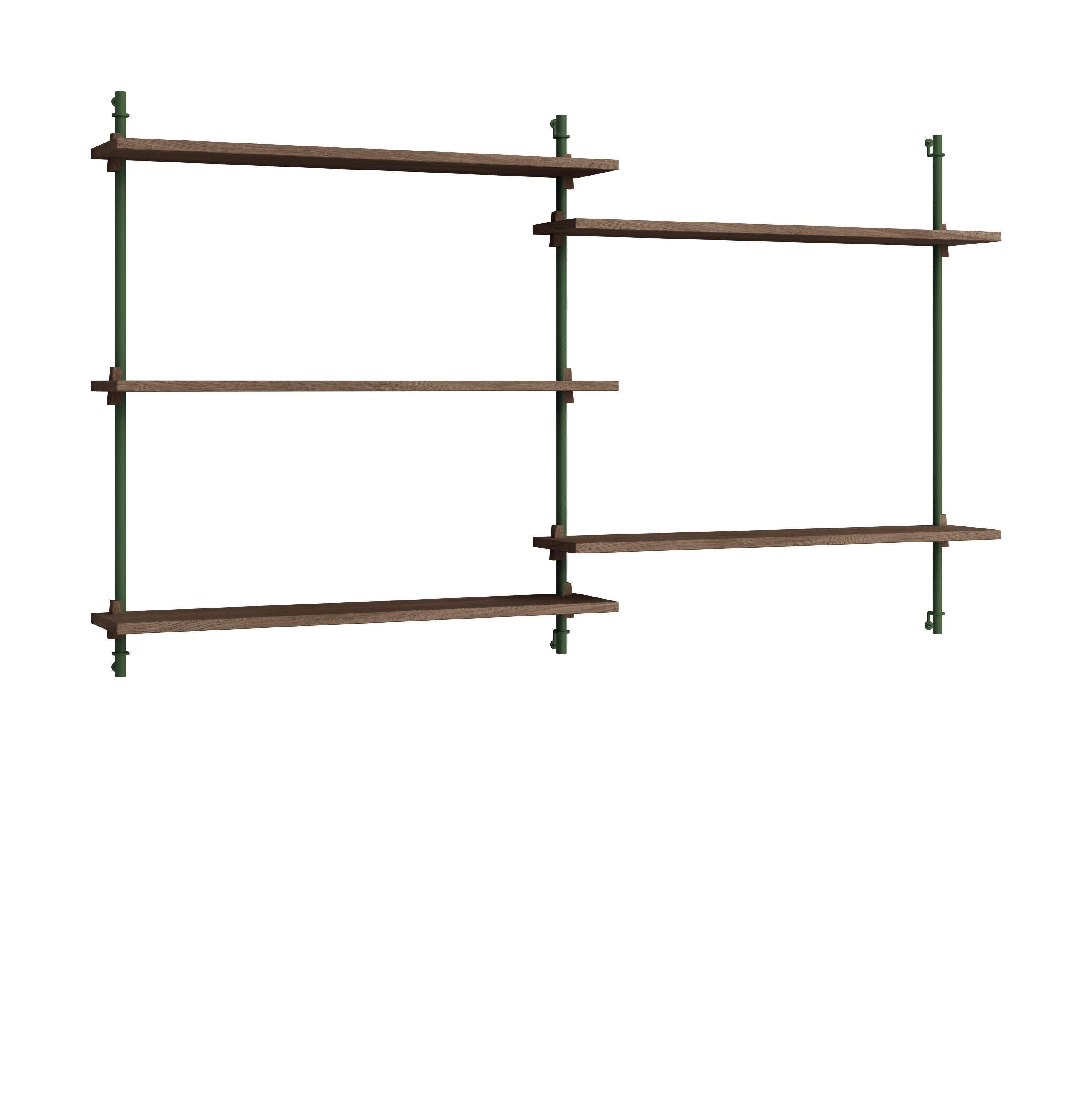 Moebe Wall Shelving Ws.85.2, Smoked Oak/Pine Green