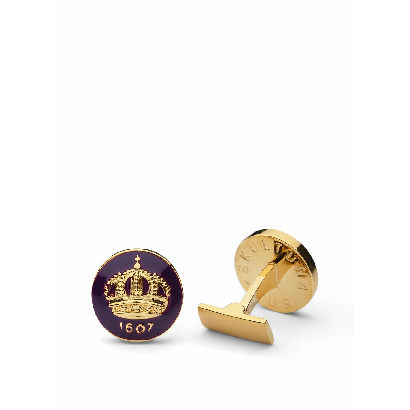 Skultuna Crown Gold Cufflink ø1,7 Cm, Palatine Purple