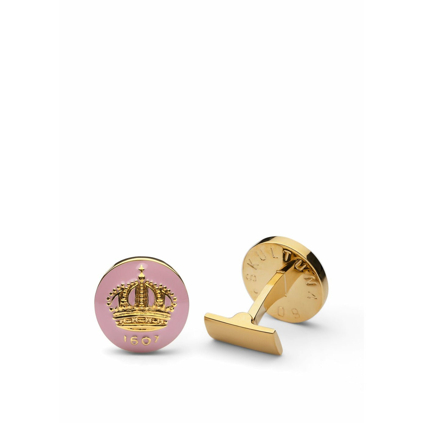 Skultuna Crown Gold Cufflink ø1,7 Cm, Pink