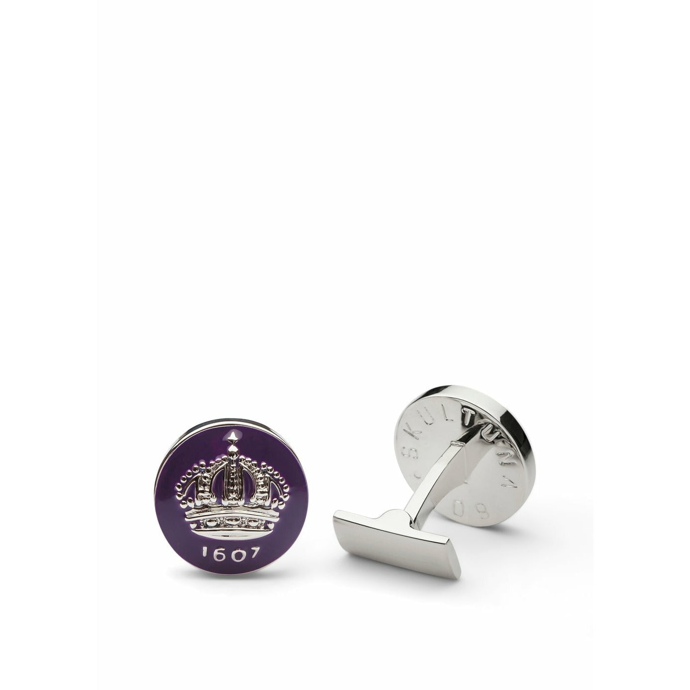 Skultuna Crown Silver Cufflink ø1,7 Cm, Palatine Purple