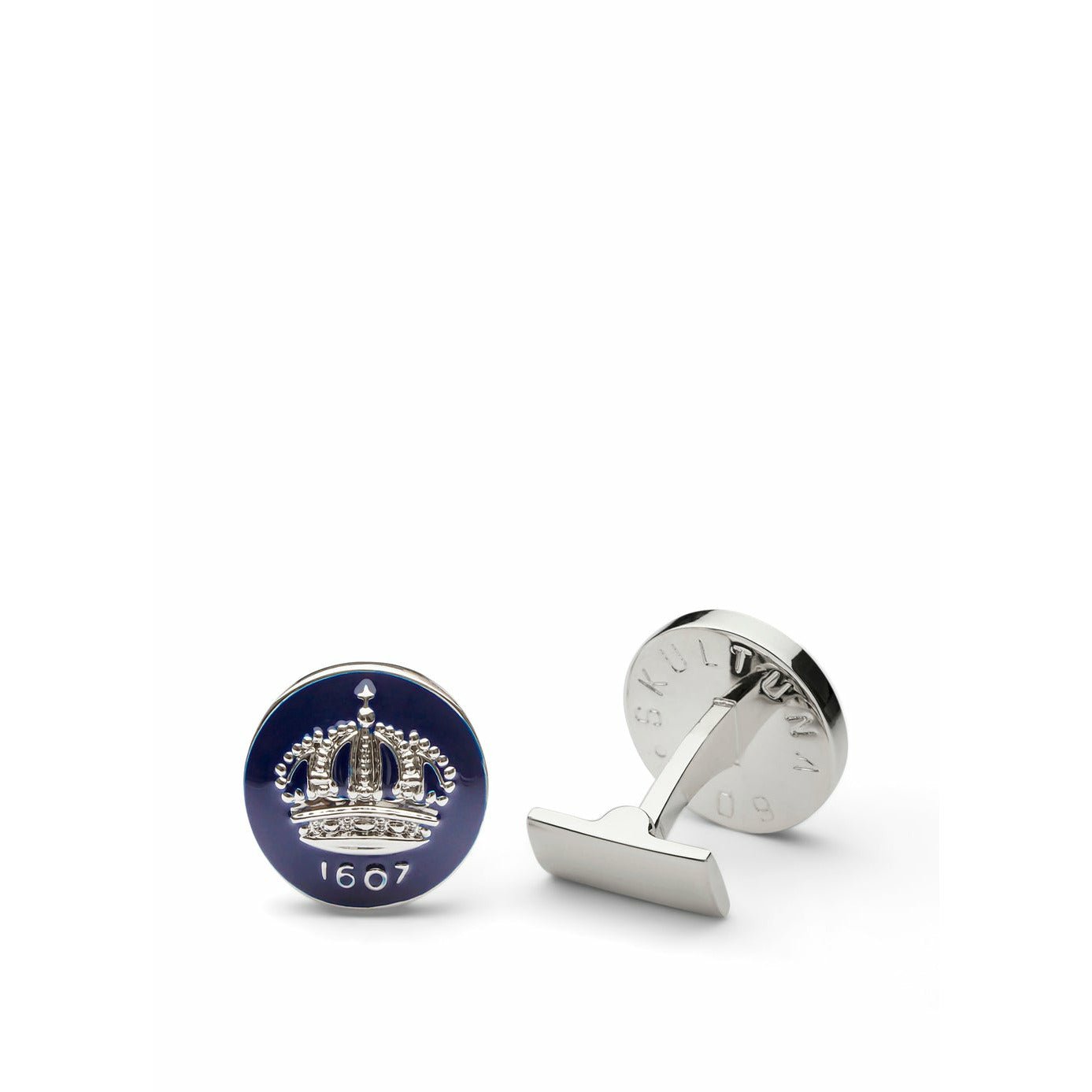Skultuna Crown Silver Cufflink ø1,7 Cm, Royal Blue
